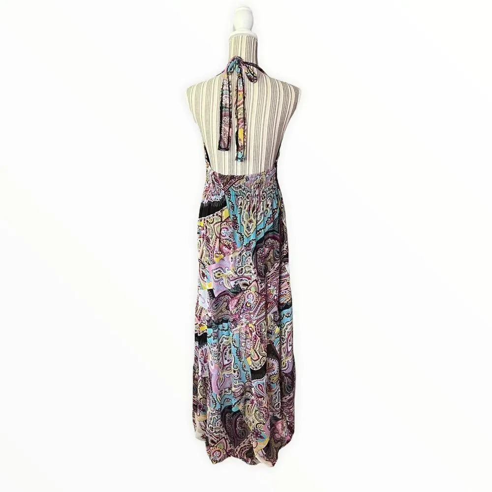 STUDIO F | Multicolored | Halter Smocked Waist Printed Dress - Picture 5 of 13